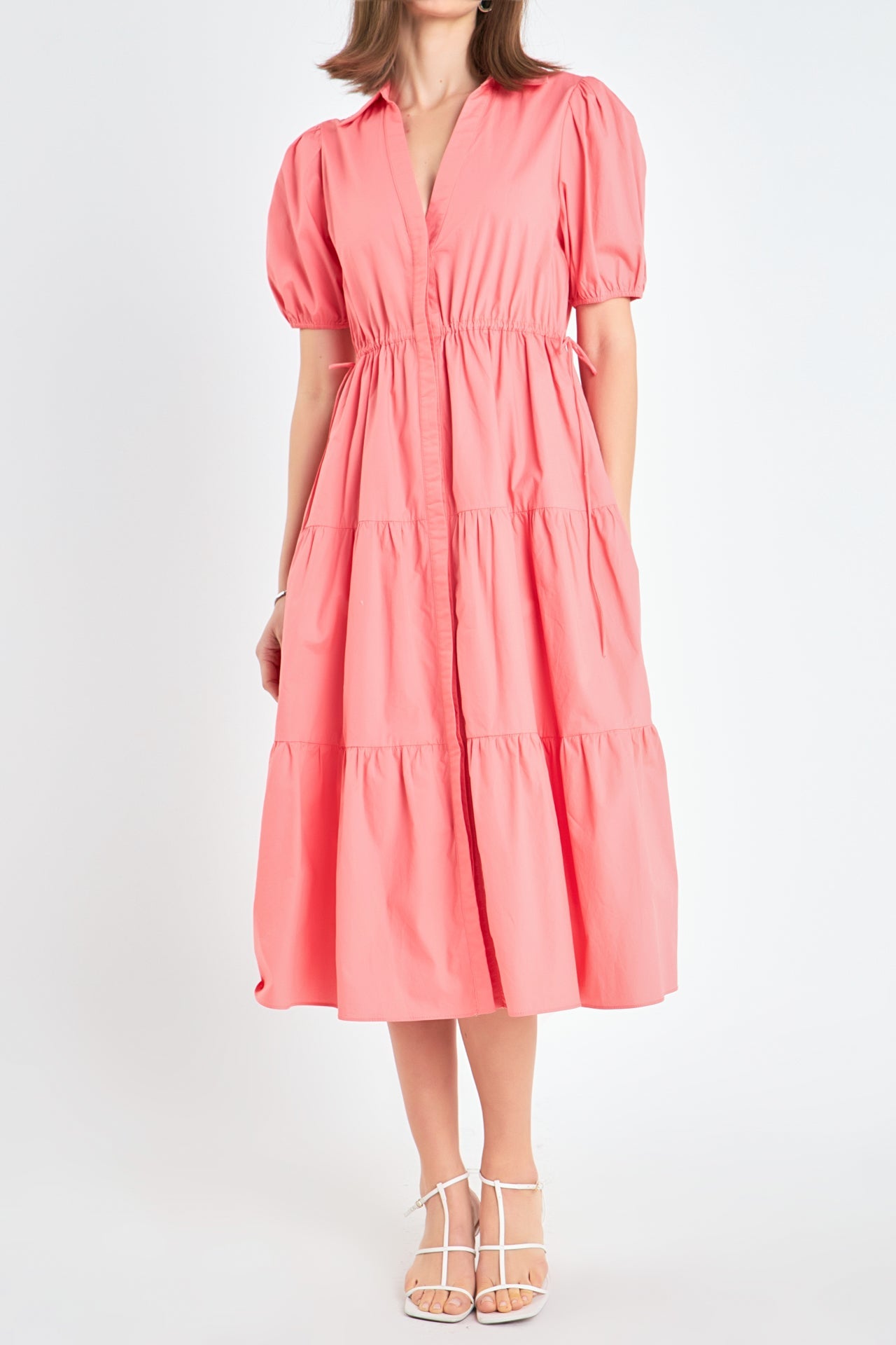 ENGLISH FACTORY - Puff Sleeve Tiered Midi Dress - DRESSES available at Objectrare