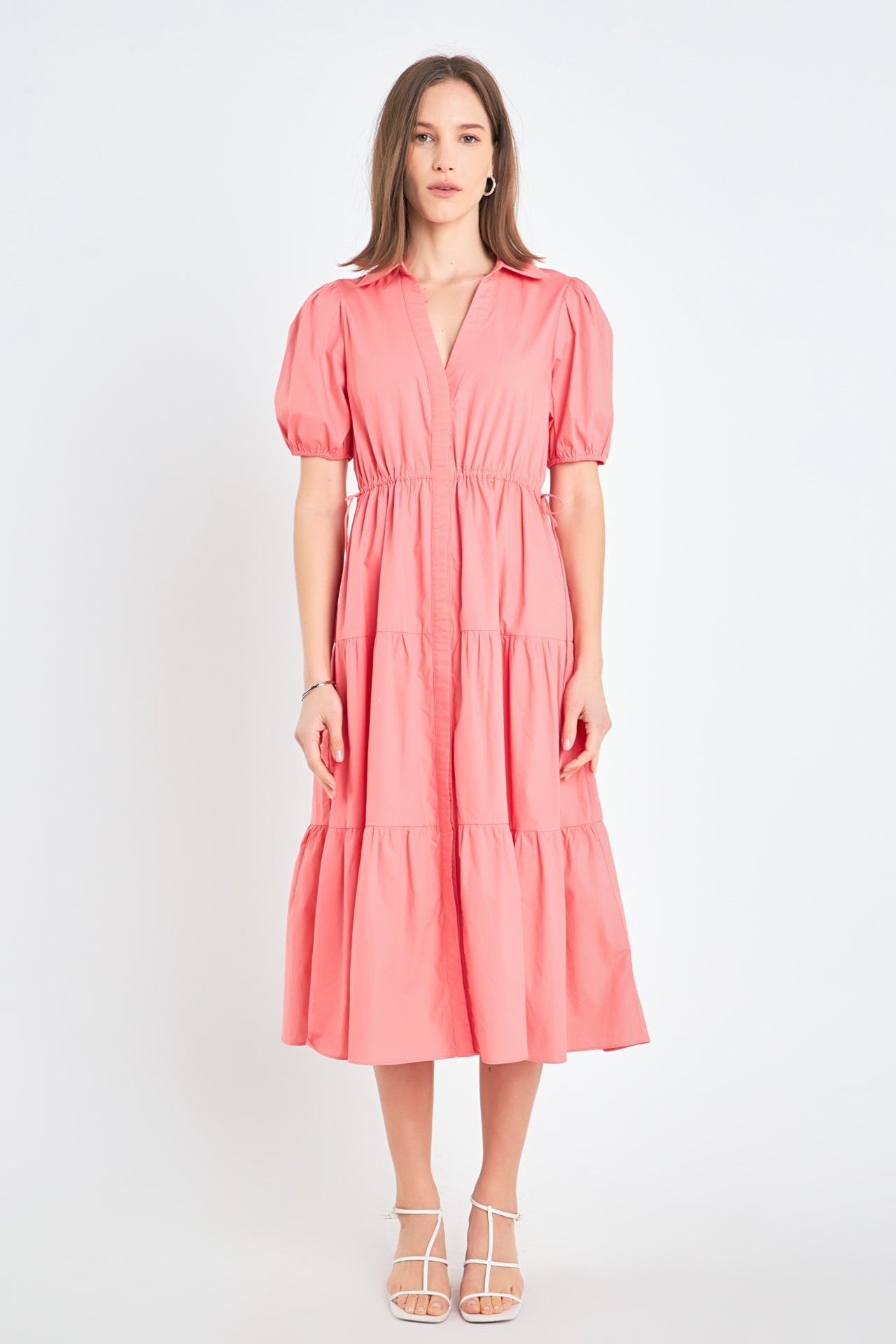 ENGLISH FACTORY - Puff Sleeve Tiered Midi Dress - DRESSES available at Objectrare