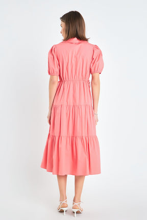 ENGLISH FACTORY - English Factory - Puff Sleeve Tiered Midi Dress - DRESSES available at Objectrare