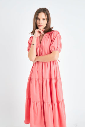 ENGLISH FACTORY - Puff Sleeve Tiered Midi Dress - DRESSES available at Objectrare