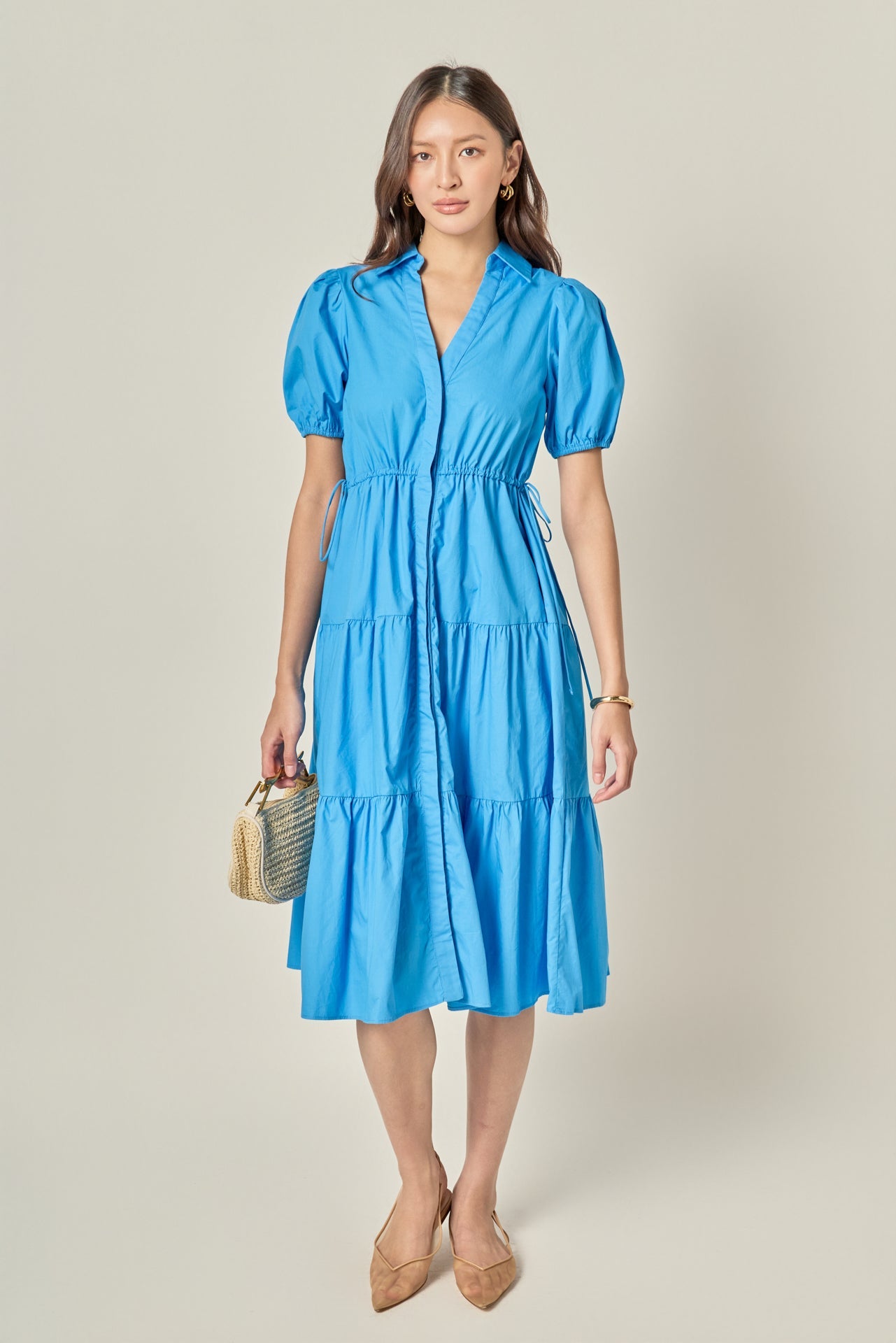 ENGLISH FACTORY - Puff Sleeve Tiered Midi Dress - DRESSES available at Objectrare