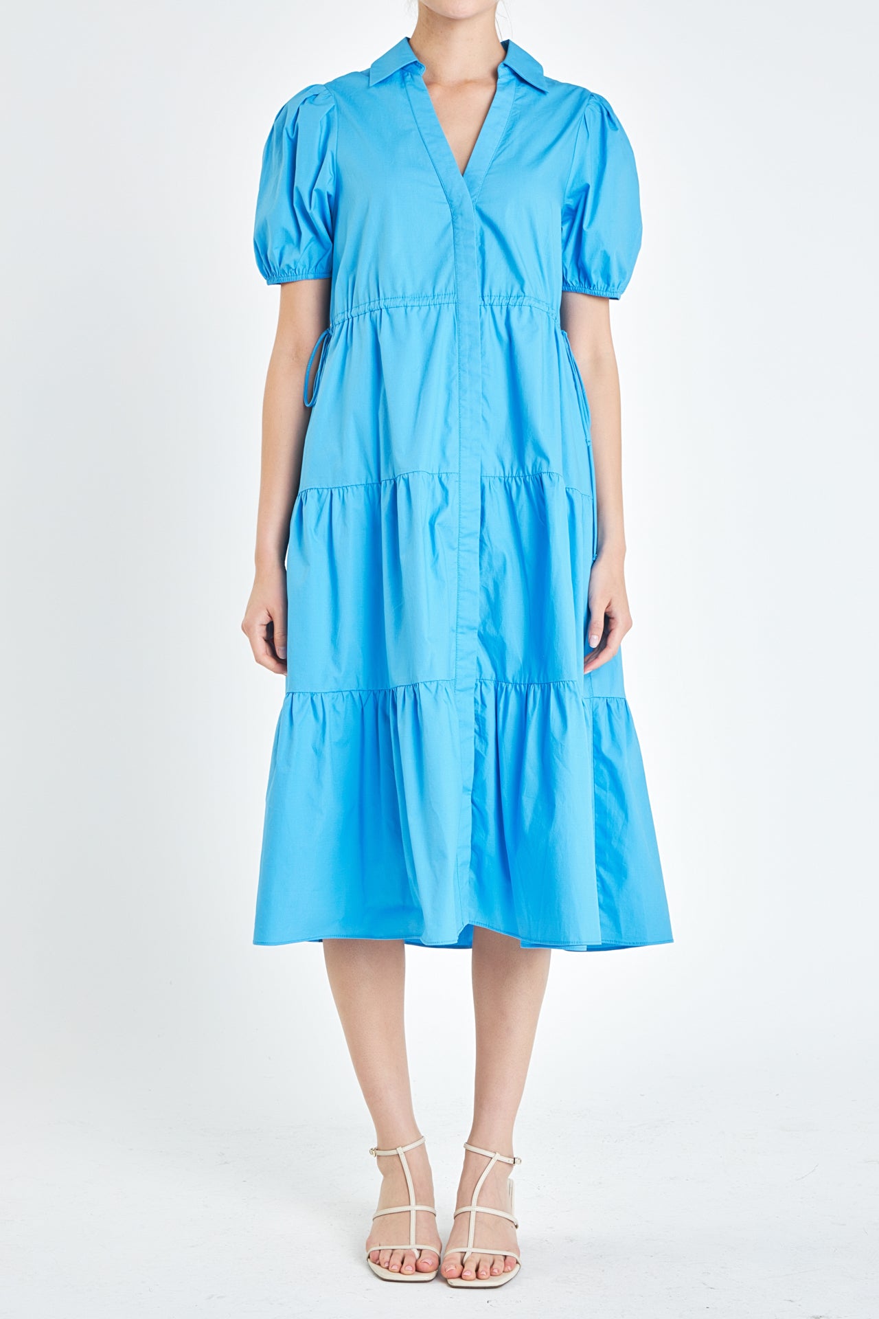 ENGLISH FACTORY - Puff Sleeve Tiered Midi Dress - DRESSES available at Objectrare