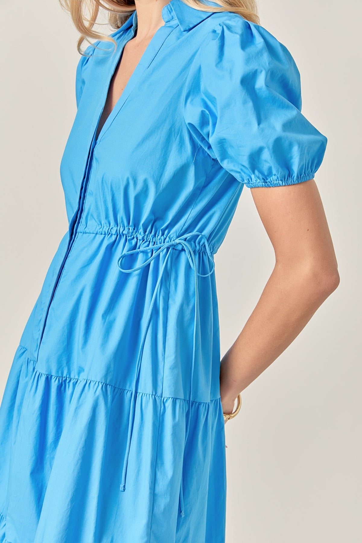 Puff Sleeve Tiered Midi Dress