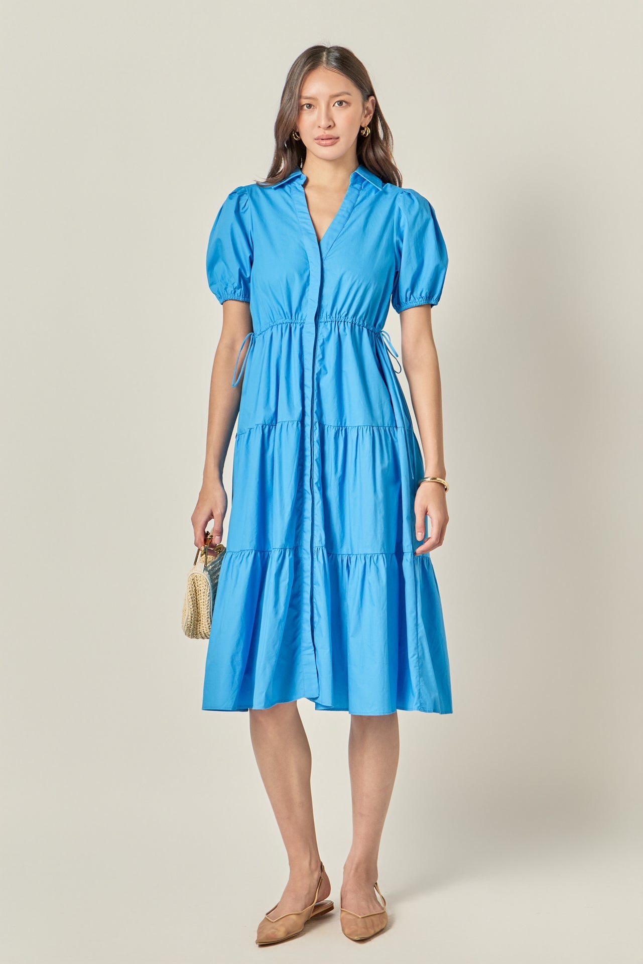 ENGLISH FACTORY - Puff Sleeve Tiered Midi Dress - DRESSES available at Objectrare