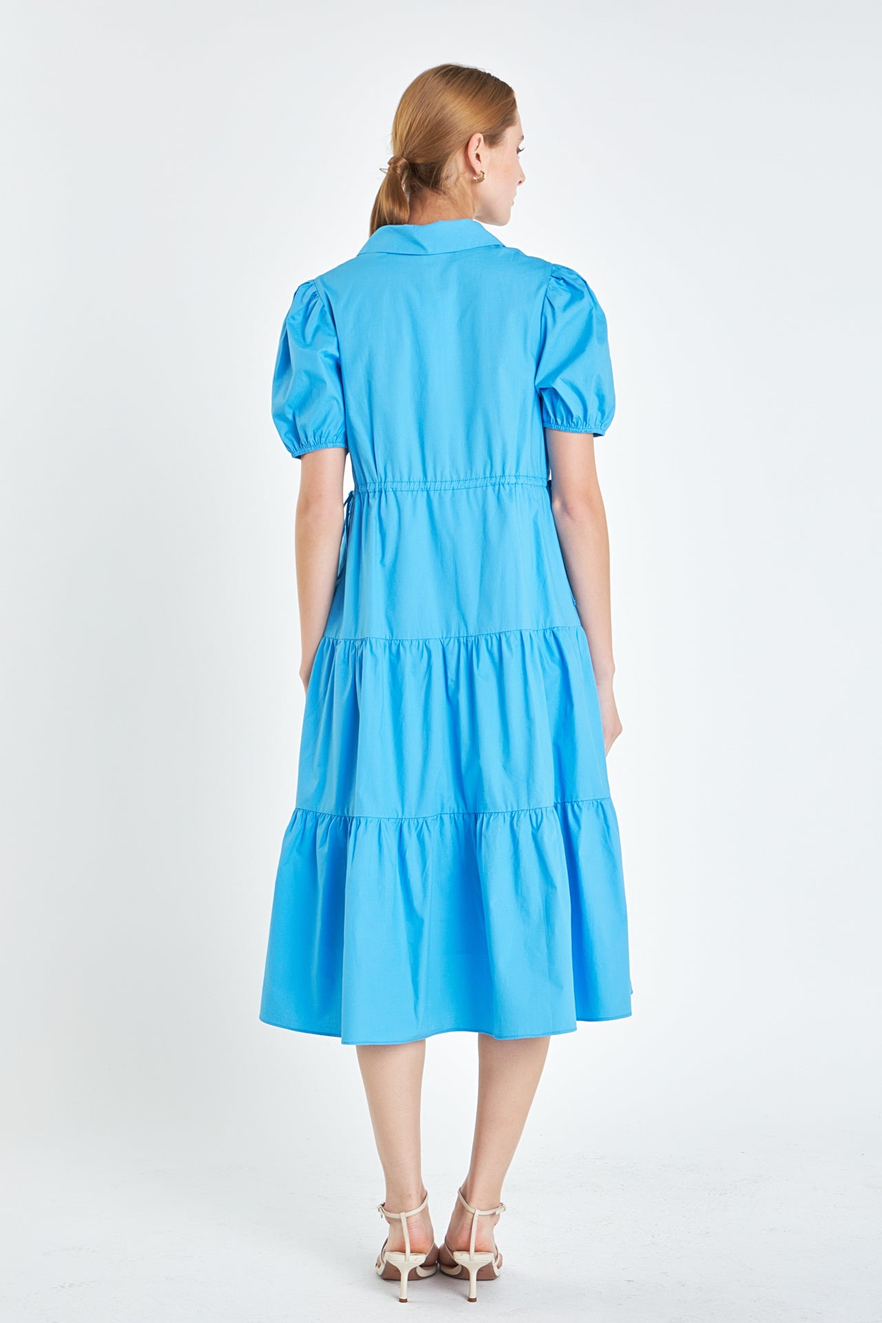 ENGLISH FACTORY - Puff Sleeve Tiered Midi Dress - DRESSES available at Objectrare