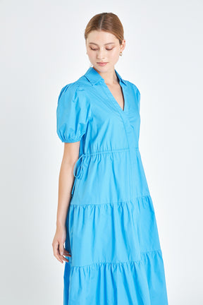 ENGLISH FACTORY - Puff Sleeve Tiered Midi Dress - DRESSES available at Objectrare