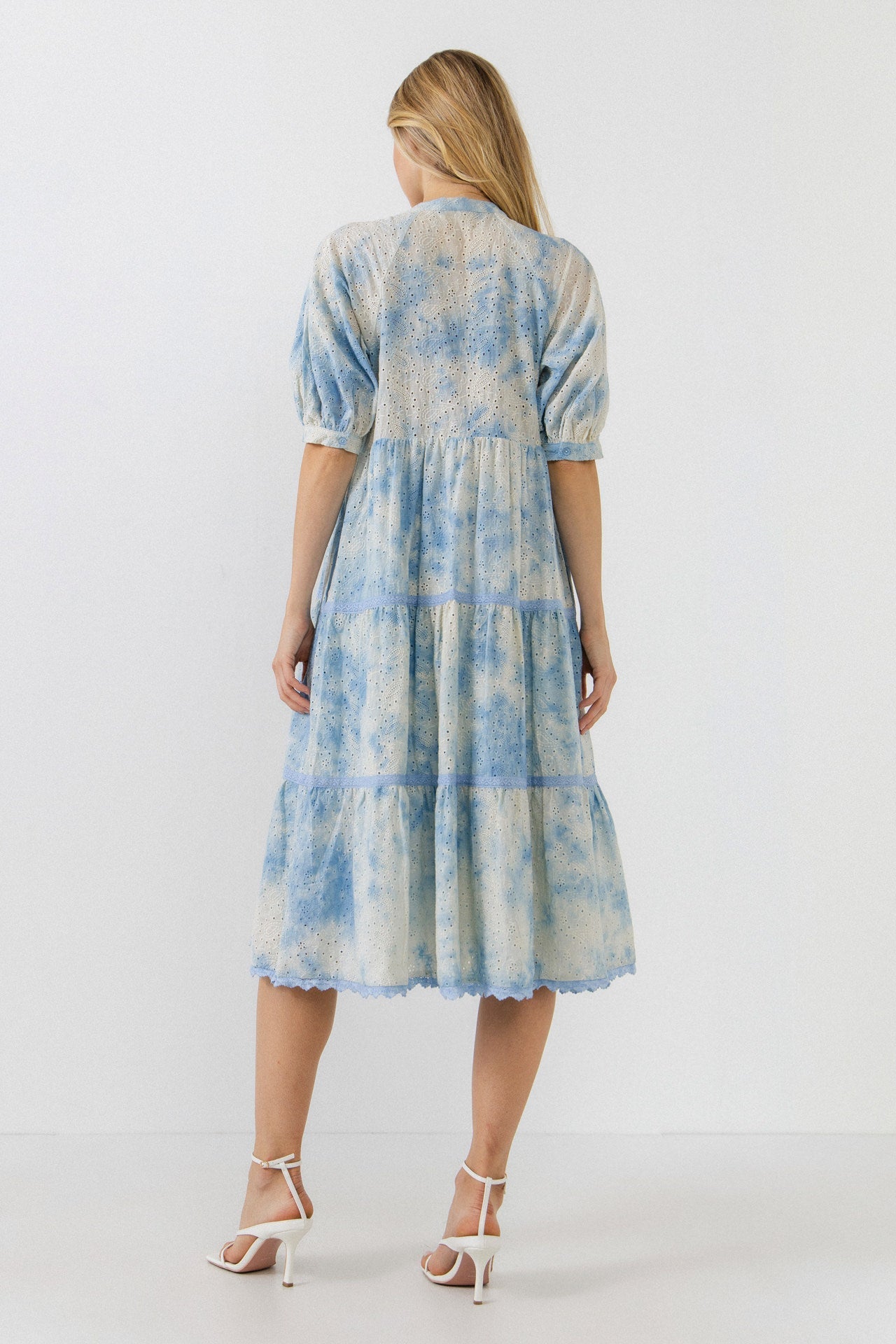 FREE THE ROSES - Free The Roses - Paisely Eyelet Midi Dress with Tie-dye Effect - DRESSES available at Objectrare