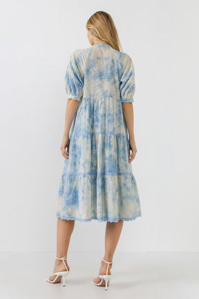 FREE THE ROSES - Free The Roses - Paisely Eyelet Midi Dress with Tie-dye Effect - DRESSES available at Objectrare