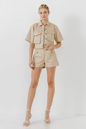 ENGLISH FACTORY - Cropped Cotton Shirts Jacket - JACKETS available at Objectrare