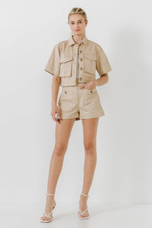 Cropped Cotton Shirts Jacket
