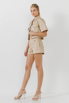 ENGLISH FACTORY - Cropped Cotton Shirts Jacket - JACKETS available at Objectrare