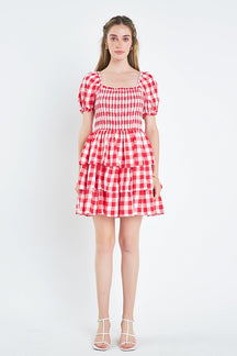 ENGLISH FACTORY - English Factory - Gingham Square Neck Mini Dress - DRESSES available at Objectrare