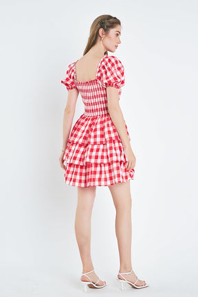 ENGLISH FACTORY - English Factory - Gingham Square Neck Mini Dress - DRESSES available at Objectrare