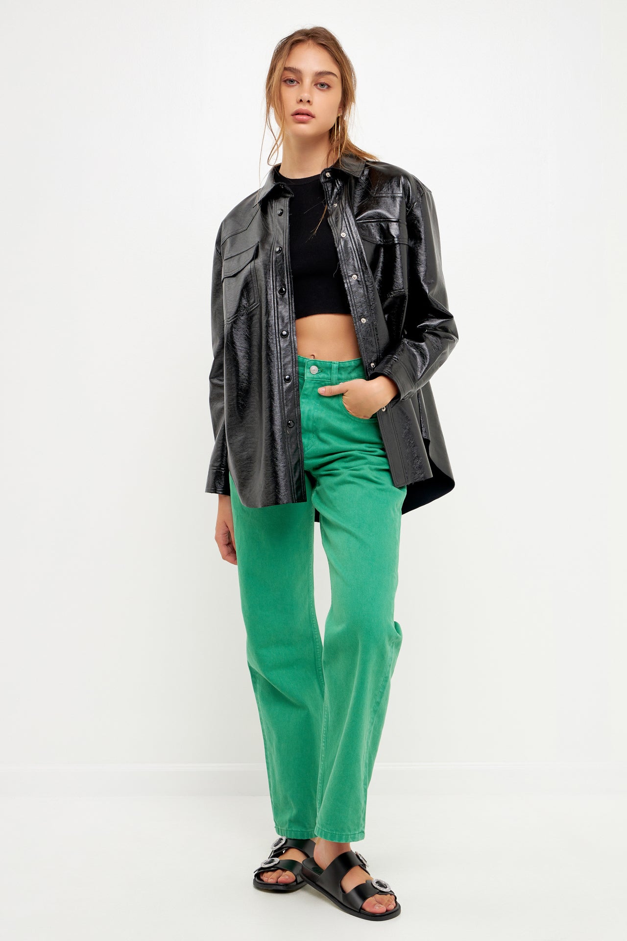 GREY LAB - Color Full Length Wide Leg Jean - JEANS available at Objectrare