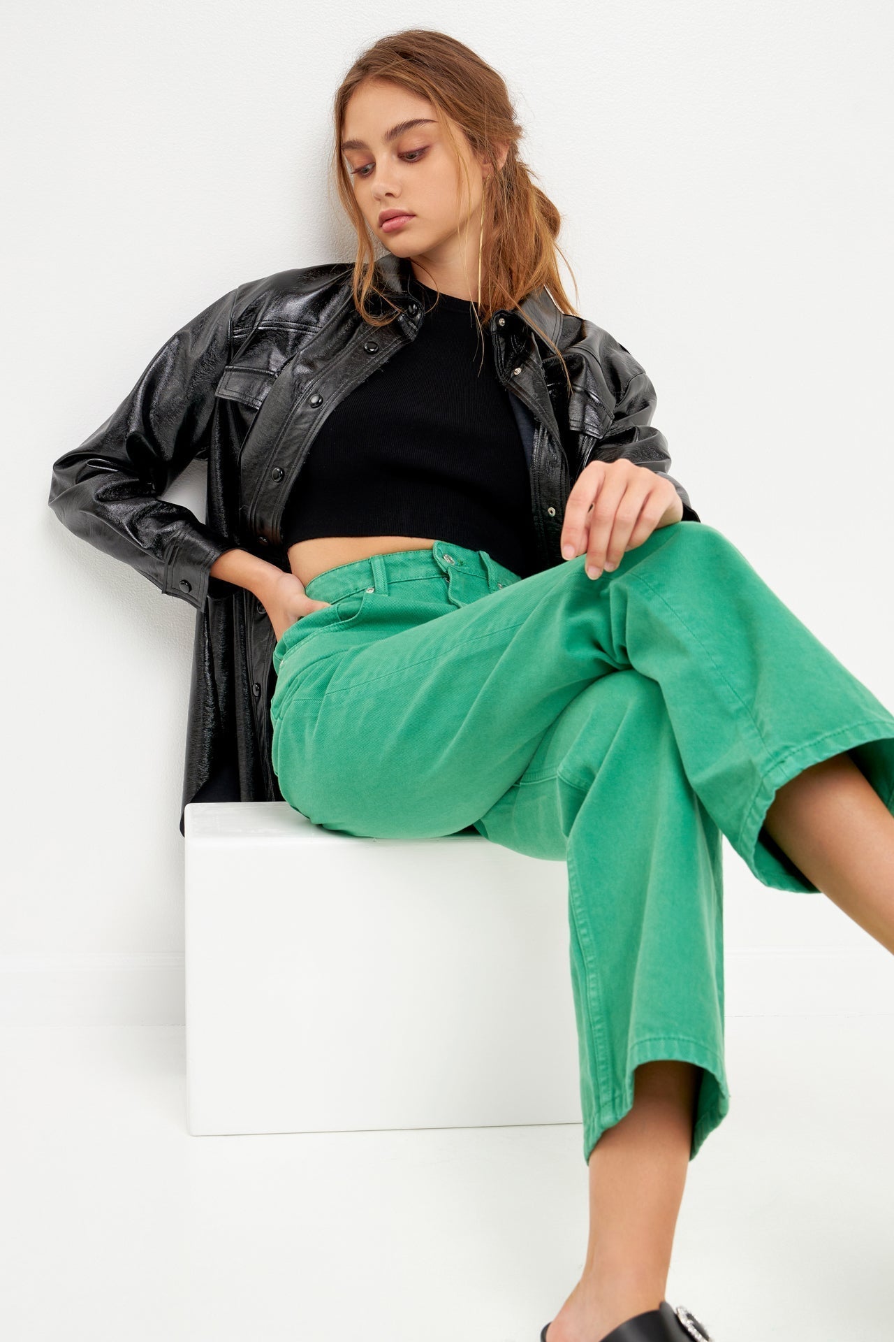 GREY LAB - Color Full Length Wide Leg Jean - JEANS available at Objectrare