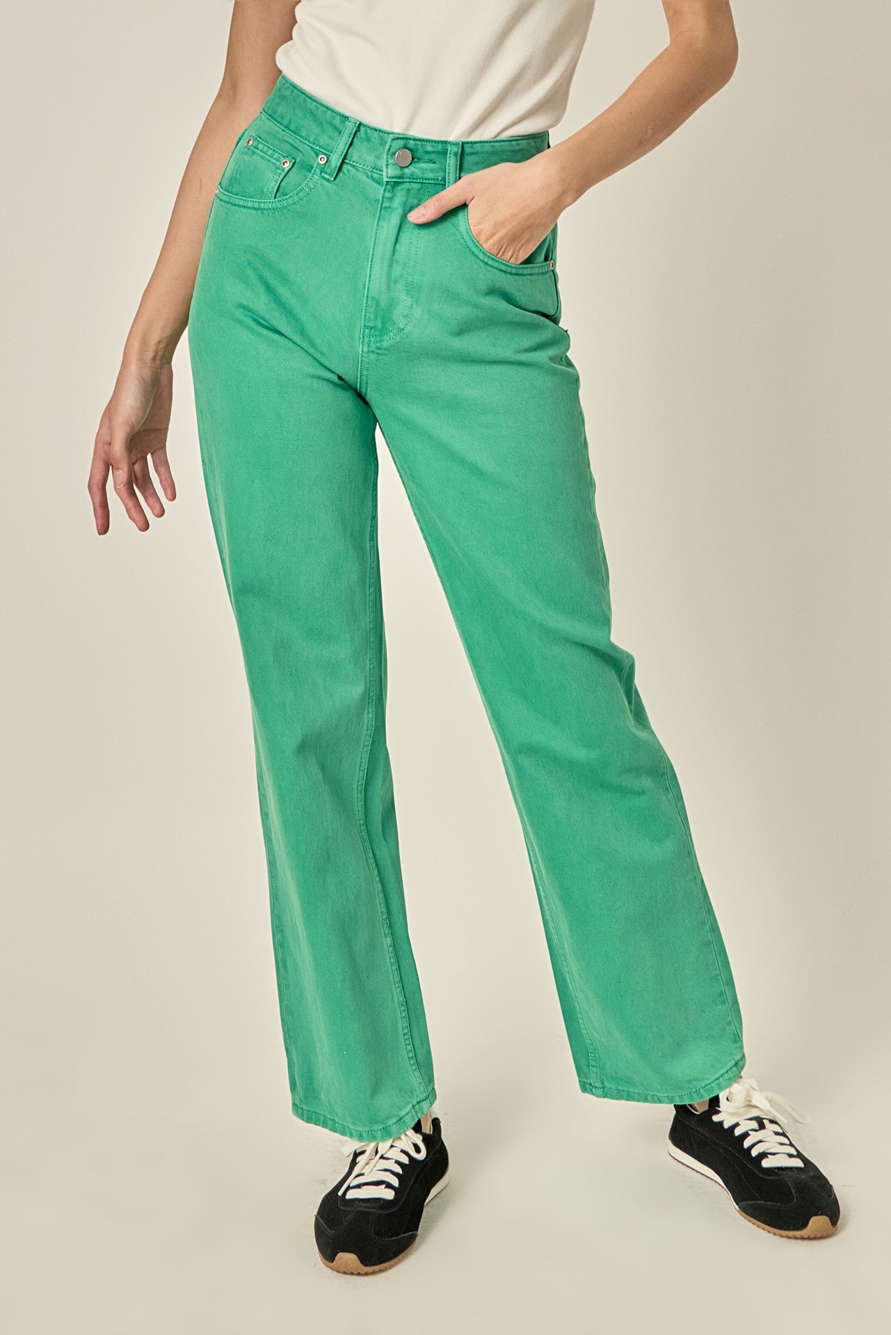 ENGLISH FACTORY - Color Full Length Wide Leg Jean - JEANS available at Objectrare