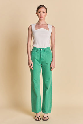 Color Full Length Wide Leg Jean