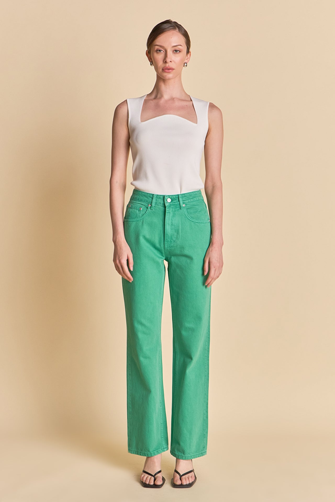 ENGLISH FACTORY - Color Full Length Wide Leg Jean - JEANS available at Objectrare