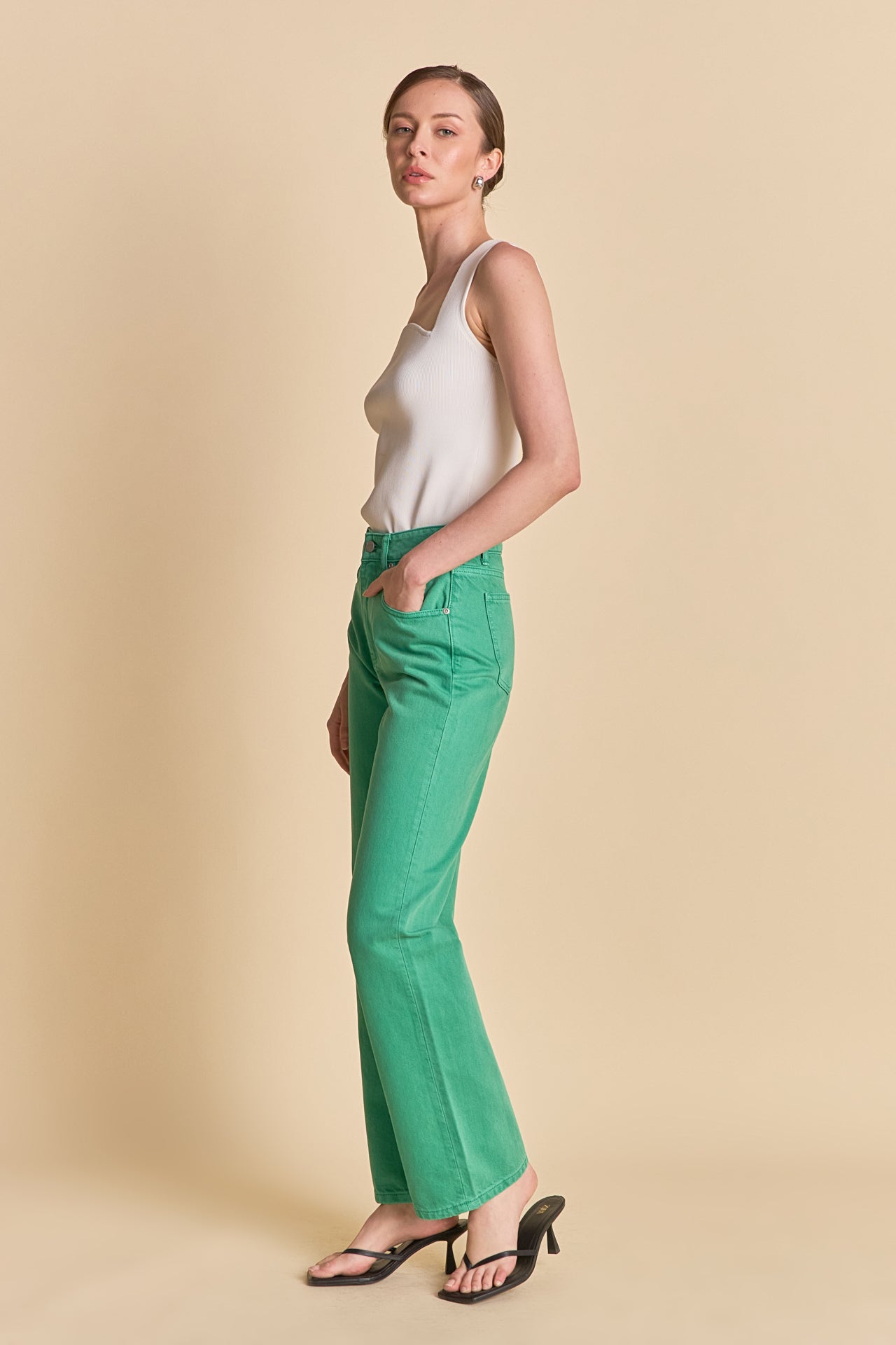 Color Full Length Wide Leg Jean