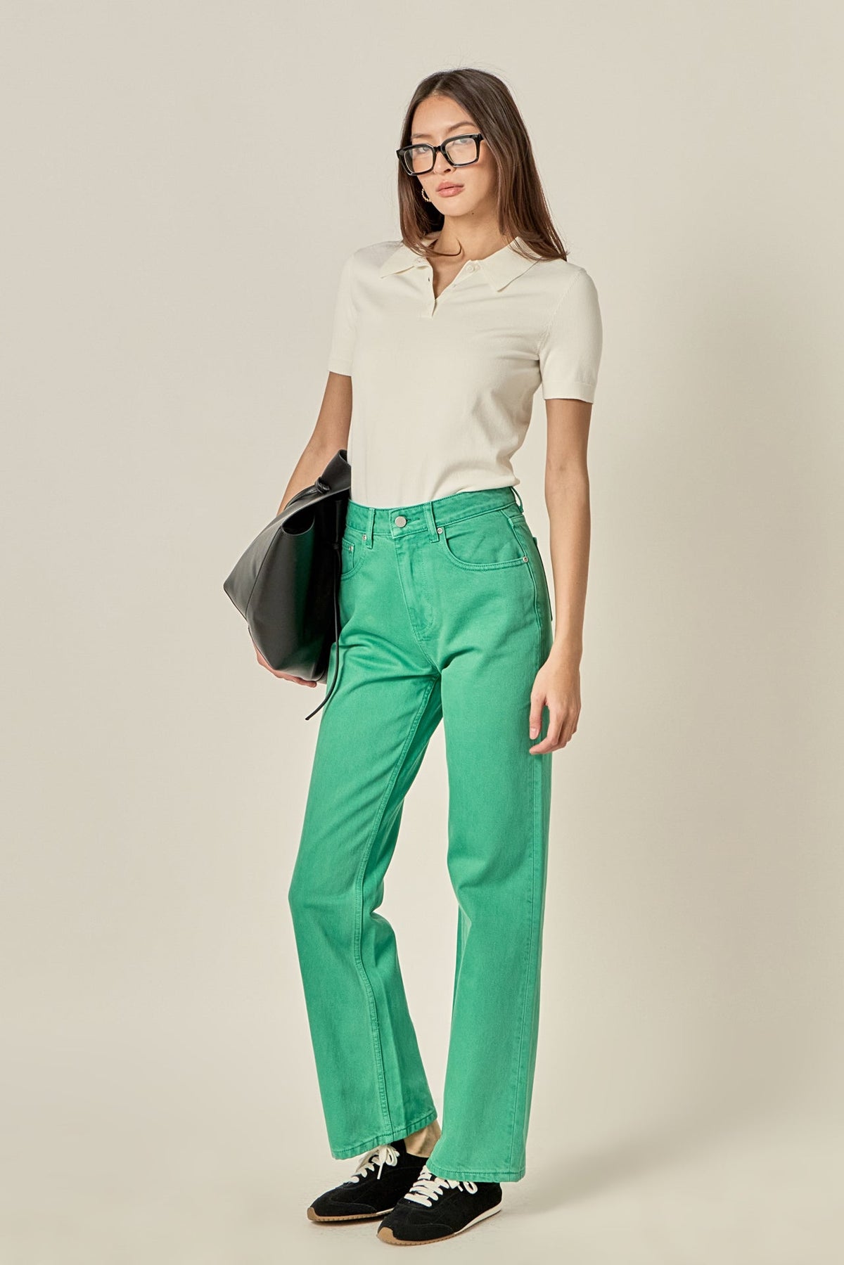 Color Full Length Wide Leg Jean