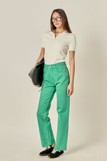 ENGLISH FACTORY - Color Full Length Wide Leg Jean - JEANS available at Objectrare