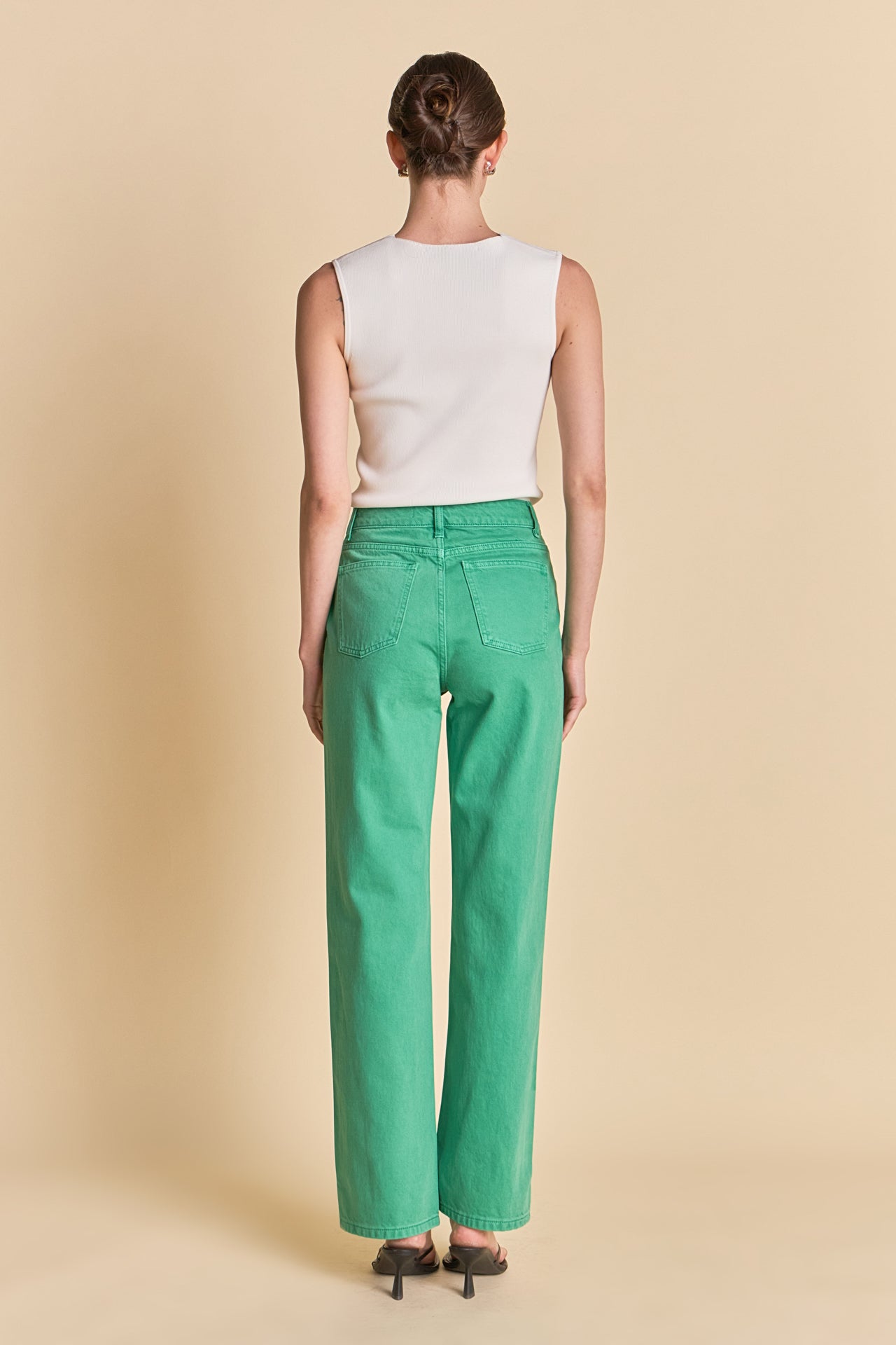 Color Full Length Wide Leg Jean