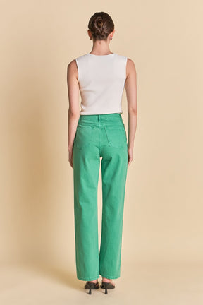Color Full Length Wide Leg Jean