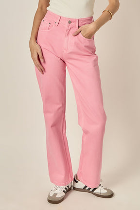 ENGLISH FACTORY - Color Full Length Wide Leg Jean - JEANS available at Objectrare