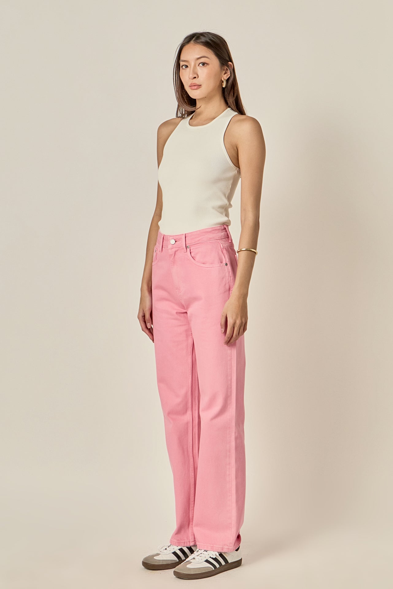 ENGLISH FACTORY - Color Full Length Wide Leg Jean - JEANS available at Objectrare