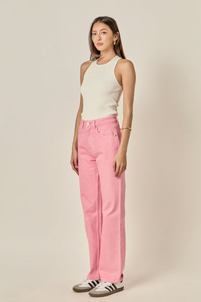 ENGLISH FACTORY - Color Full Length Wide Leg Jean - JEANS available at Objectrare