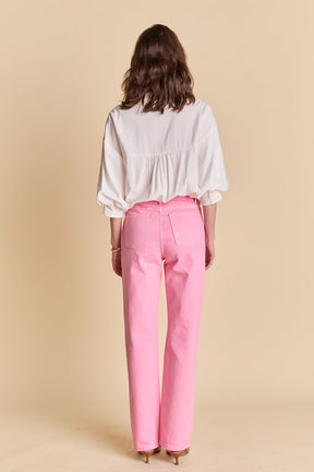 Color Full Length Wide Leg Jean