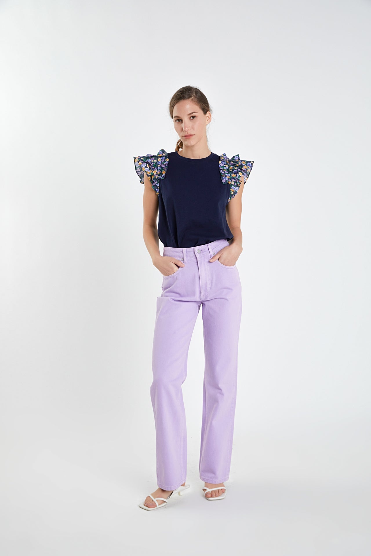 ENGLISH FACTORY - Color Full Length Wide Leg Jean - JEANS available at Objectrare