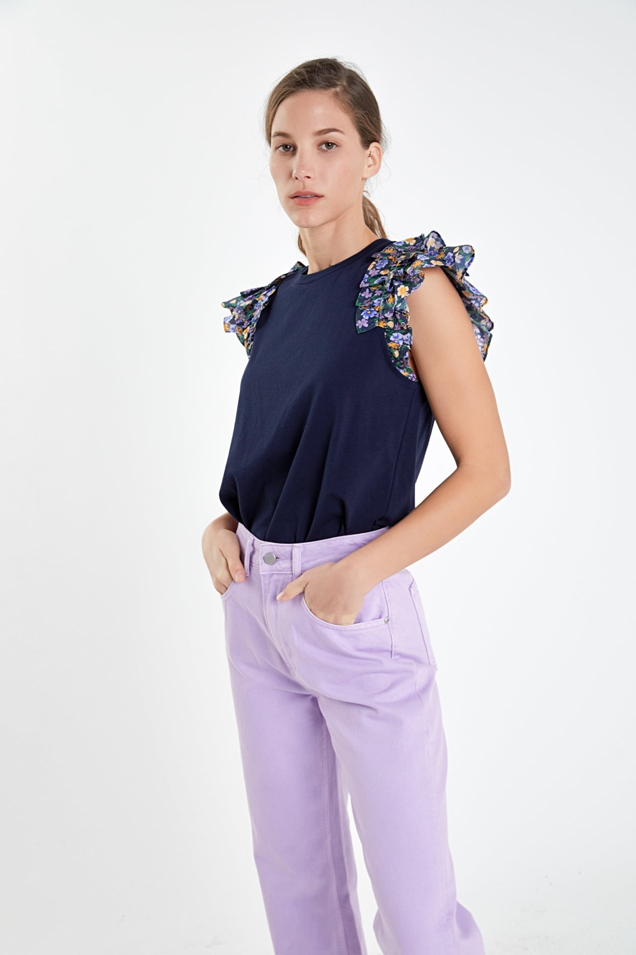 ENGLISH FACTORY - Color Full Length Wide Leg Jean - JEANS available at Objectrare