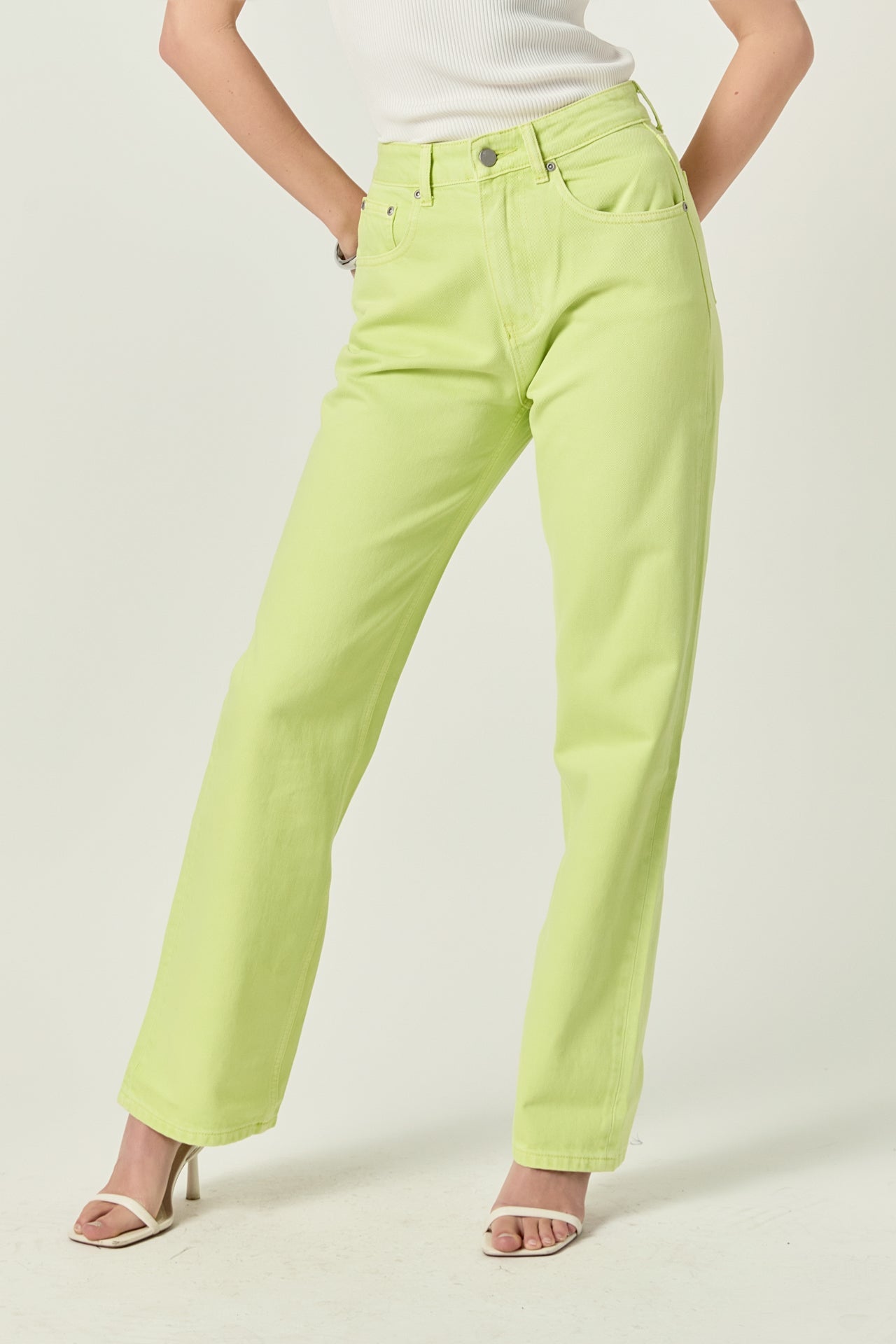 Color Full Length Wide Leg Jean