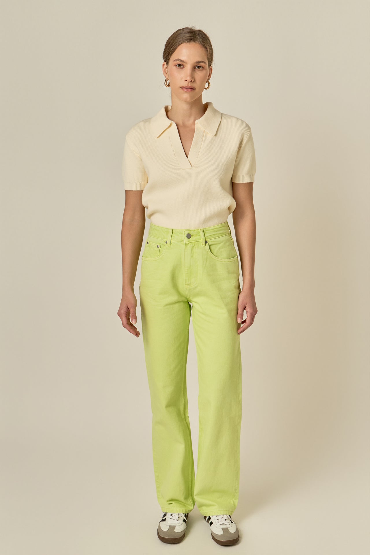 ENGLISH FACTORY - Color Full Length Wide Leg Jean - JEANS available at Objectrare