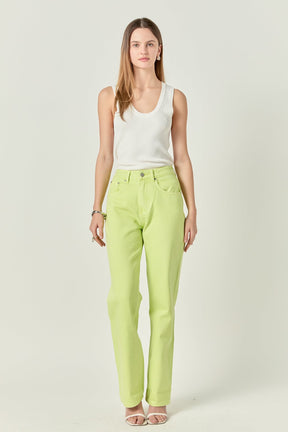 Color Full Length Wide Leg Jean