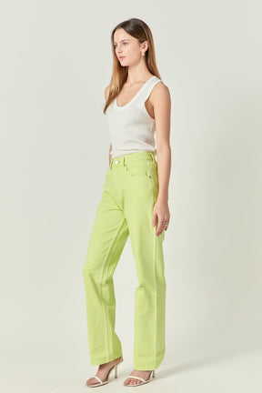 ENGLISH FACTORY - Color Full Length Wide Leg Jean - JEANS available at Objectrare