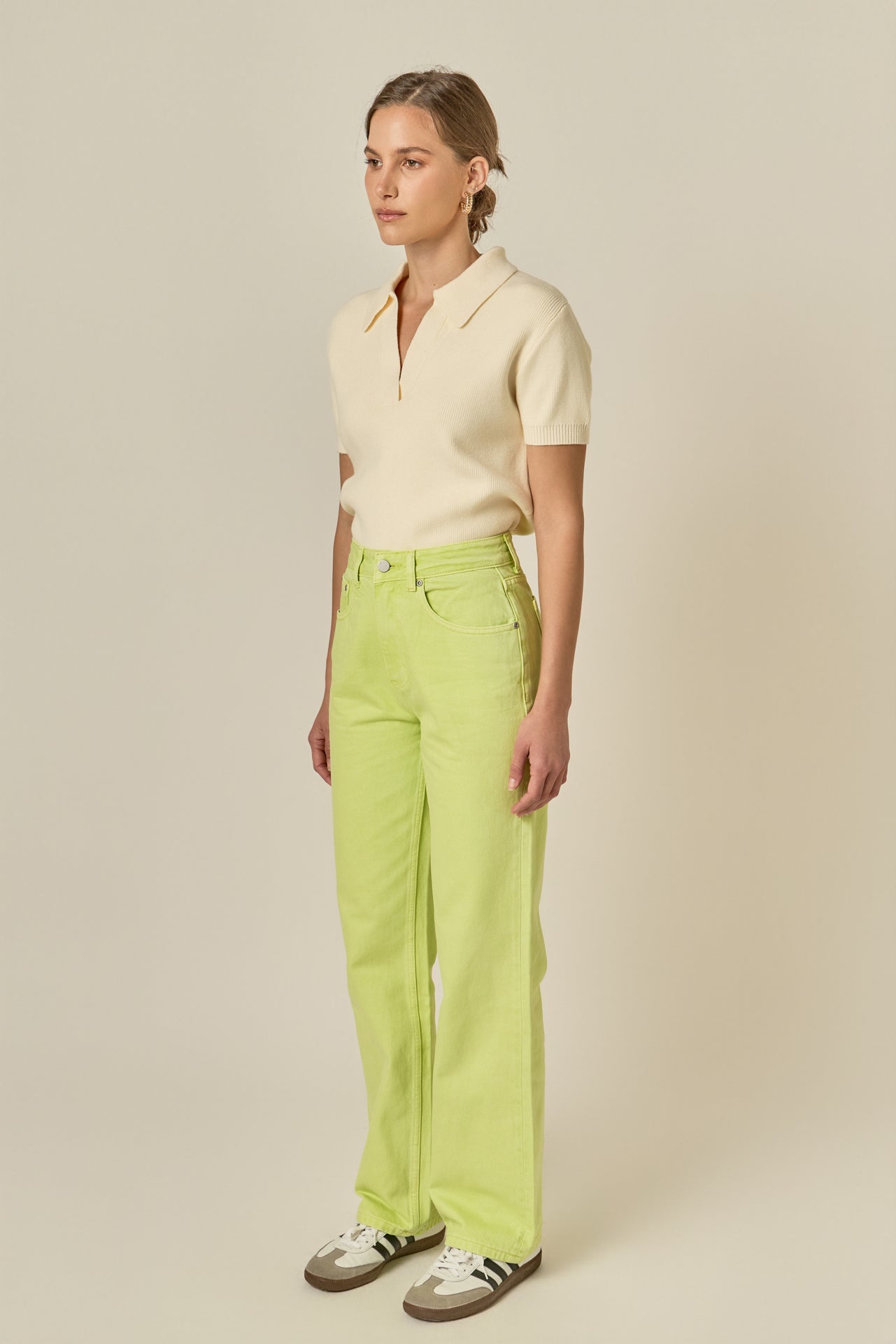 ENGLISH FACTORY - Color Full Length Wide Leg Jean - JEANS available at Objectrare