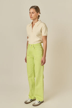 ENGLISH FACTORY - Color Full Length Wide Leg Jean - JEANS available at Objectrare