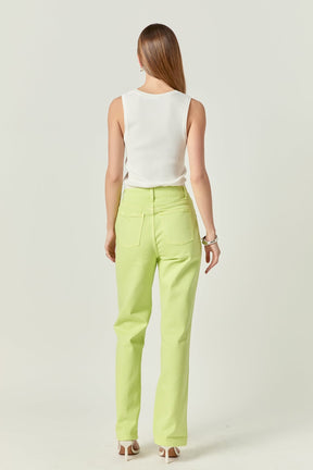 Color Full Length Wide Leg Jean