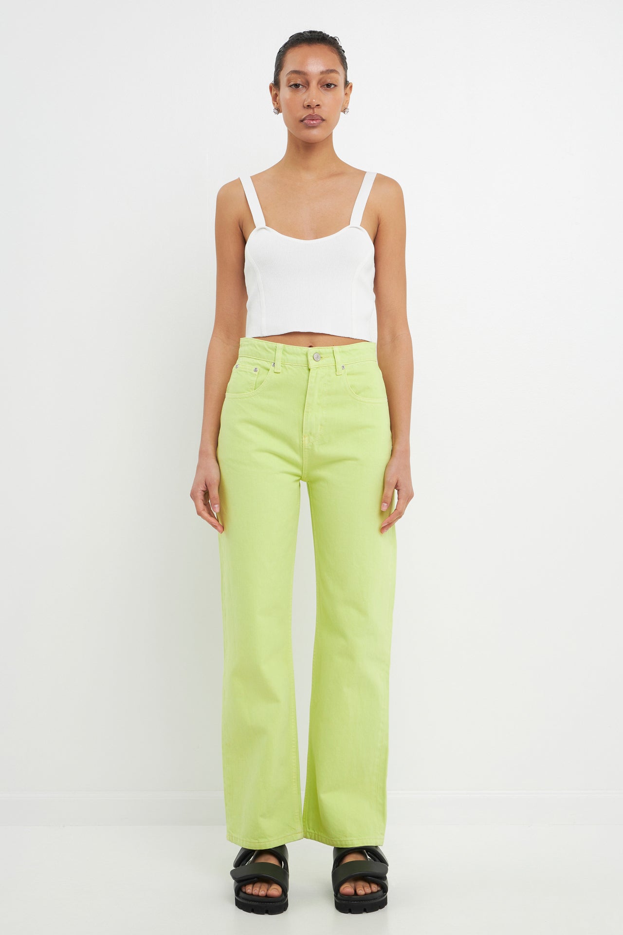 GREY LAB - Color Full Length Wide Leg Jean - JEANS available at Objectrare