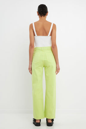 GREY LAB - Color Full Length Wide Leg Jean - JEANS available at Objectrare