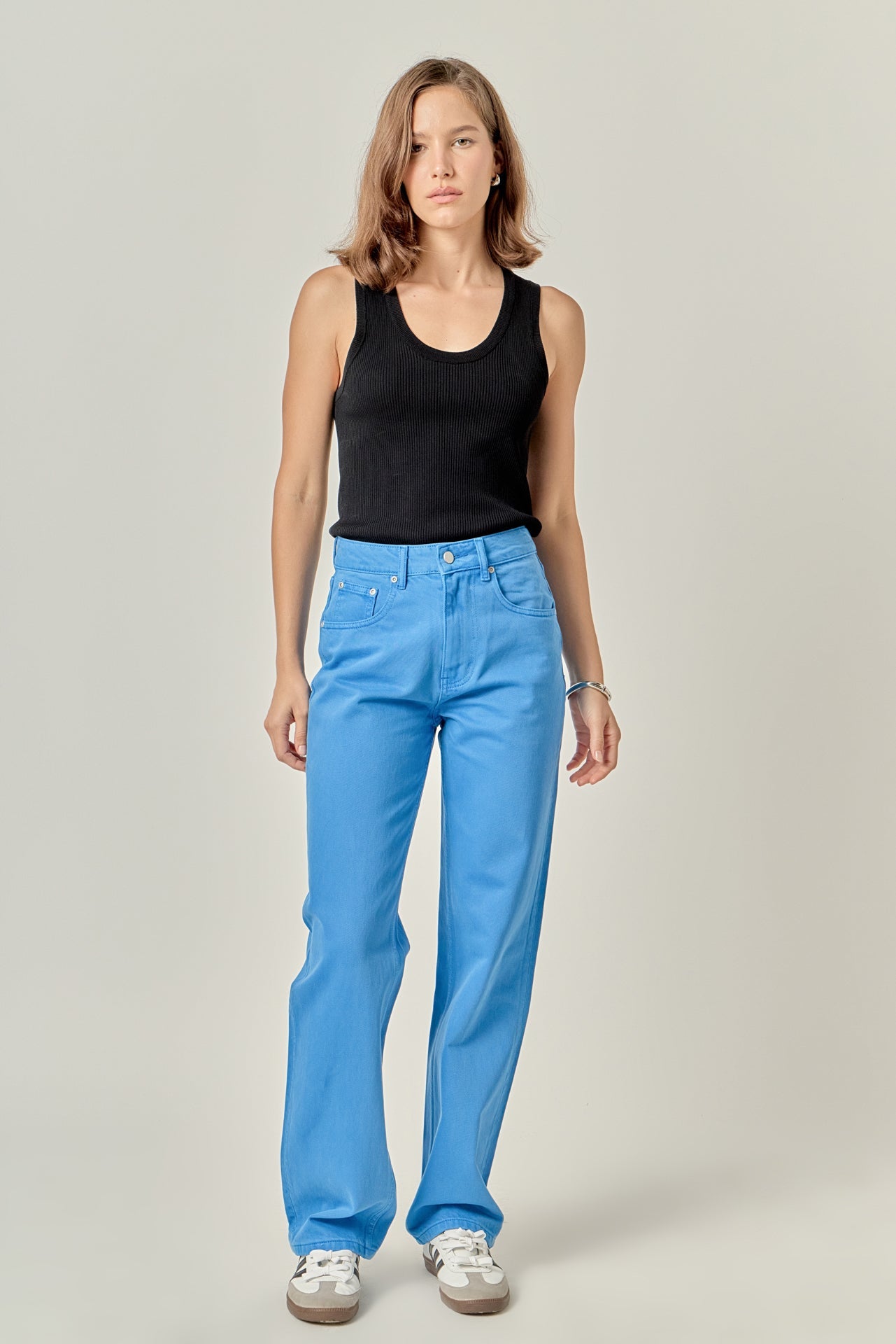 Color Full Length Wide Leg Jean