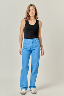 ENGLISH FACTORY - Color Full Length Wide Leg Jean - JEANS available at Objectrare