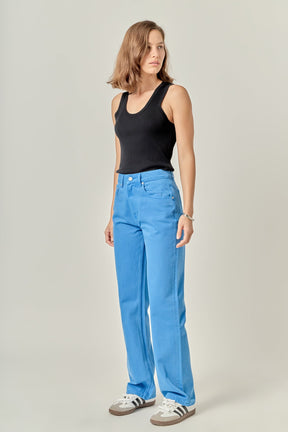 ENGLISH FACTORY - Color Full Length Wide Leg Jean - JEANS available at Objectrare
