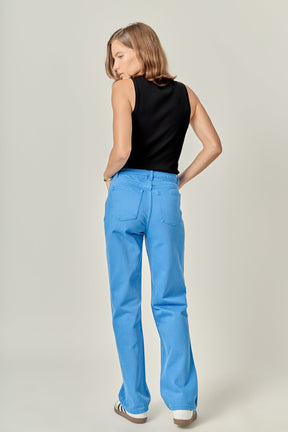 ENGLISH FACTORY - Color Full Length Wide Leg Jean - JEANS available at Objectrare