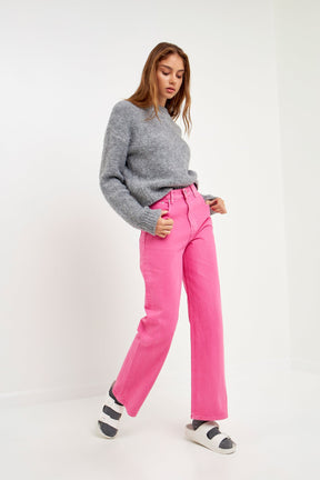 GREY LAB - Color Full Length Wide Leg Jean - JEANS available at Objectrare