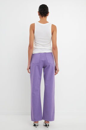 GREY LAB - Color Full Length Wide Leg Jean - JEANS available at Objectrare