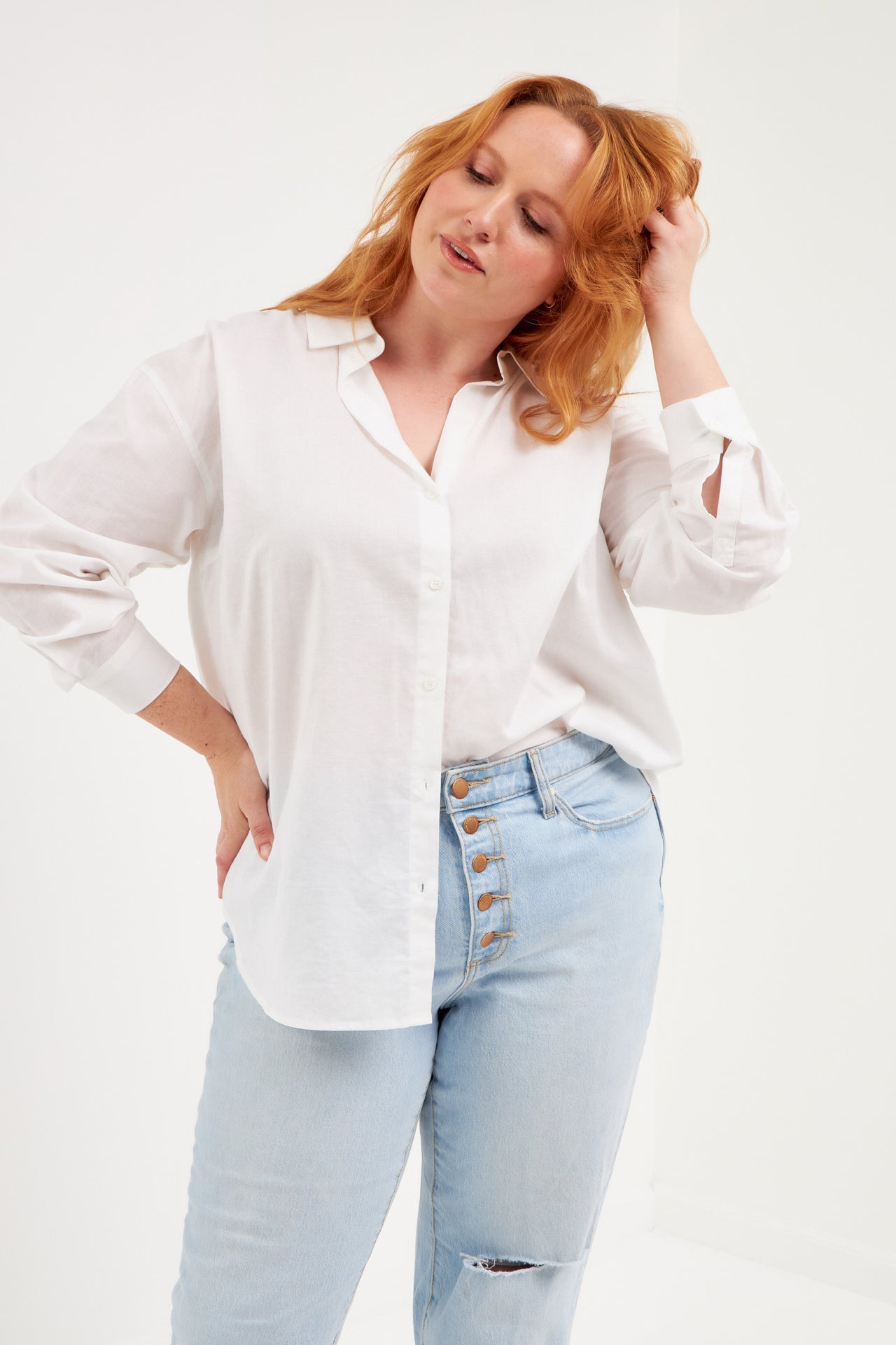 ENGLISH FACTORY - Plus Size Oversized Linen Shirts - BLOUSES available at Objectrare