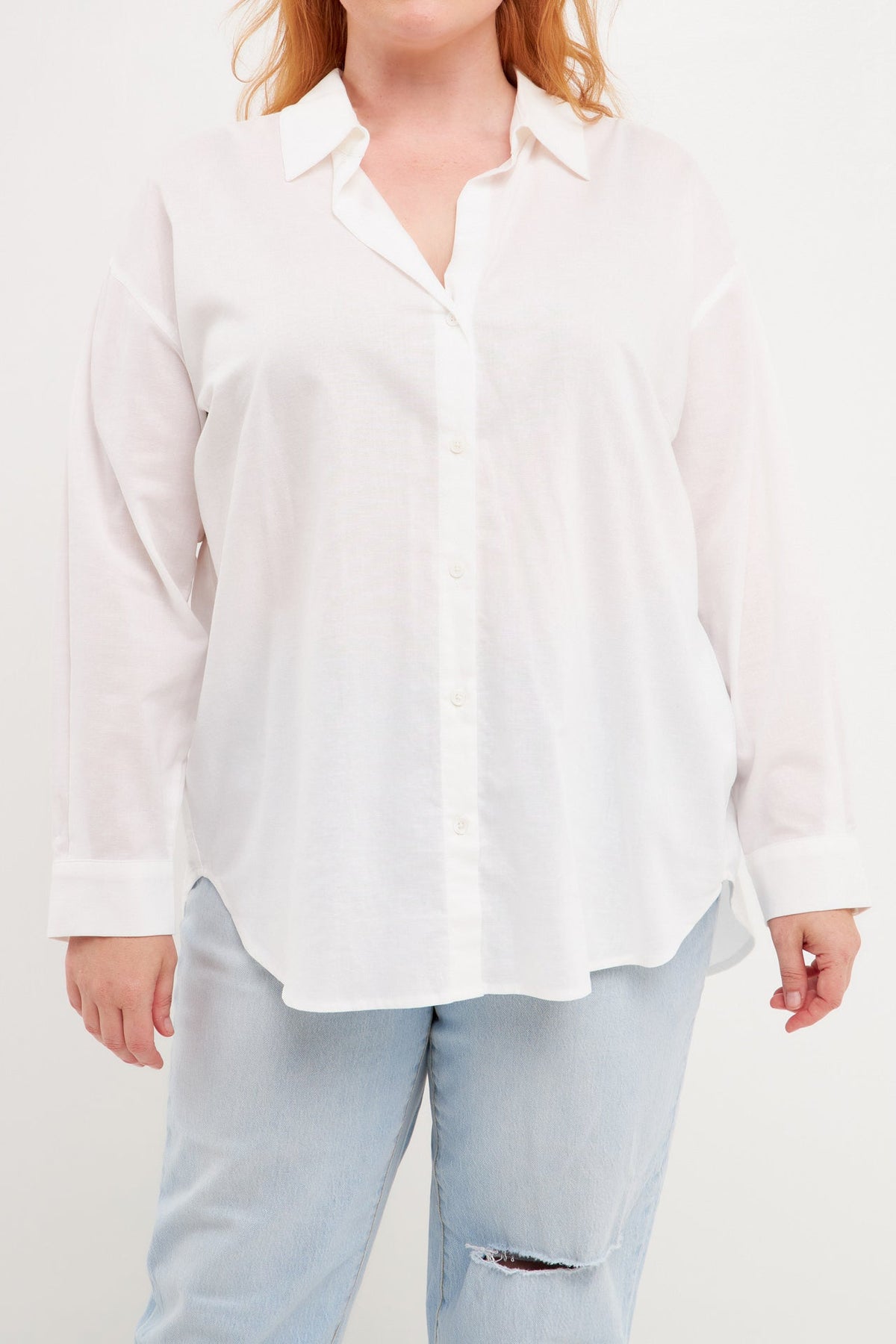 ENGLISH FACTORY - Plus Size Oversized Linen Shirts - BLOUSES available at Objectrare